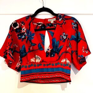 WHISTLES cropped floral printed top size 2